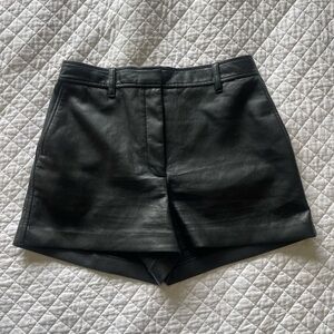 Babaton (Aritzia) Women's Black Faux Leather Shorts